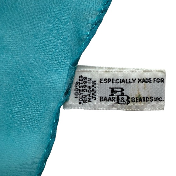 Teal Vintage Chiffon Square Sheer Scarf Kerchief 27.5”‎ - Picture 4 of 8